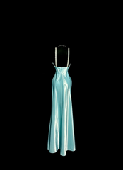 Light blue halter-neck fitted backless long sexy ball gown R8104