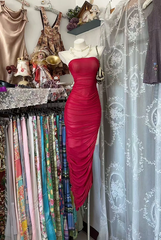 Red strapless fitted waist slim-fitting sexy long ball gown R7802