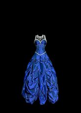Blue halter-neck fitted long ball gown with a full skirt R6656