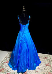 Blue halter-neck fitted long ball gown R8679