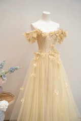 Apricot-colored off-shoulder fitted long ball gown R8892