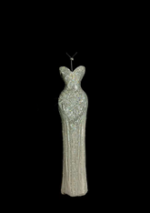 Silver sequined strapless waist-cinching bodycon sexy and elegant ball gown R8105
