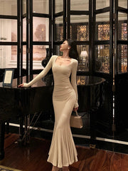 French long-sleeved mermaid dress for women new long skirt S5477