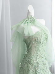 Light green strapless fitted long ball gown R8432
