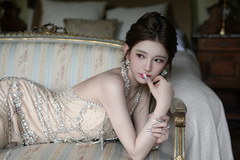 Light apricot halter neck fitted waist slim fishtail skirt long ball gown R8650