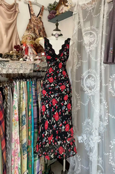 Vintage rose-patterned fitted long ball gown R7456