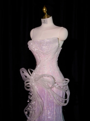Light purple strapless fitted long ball gown R8924