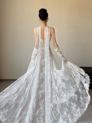 Sexy Lace Strapless Long Wedding Dresses Bridal Gown S7206