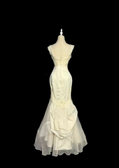 Off-white halter-neck fitted bodycon sexy ball gown R8108