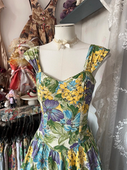 Vintage oil painting floral A-line short ball gown R6380
