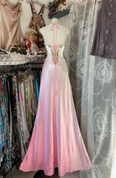 Gradient halter neck rhinestone fitted mermaid gown, ball gown R6301