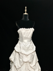 White strapless fitted long ball gown R8688