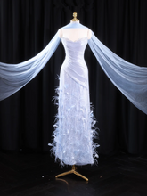 Light blue strapless fitted long ball gown R8927