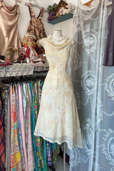 Light yellow floral print fitted elegant ball gown R6222