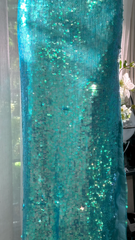 Lake blue strapless, fitted waist, sequined, bodycon long ball gown R7617