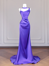 Deep purple halter-neck fitted bodycon long ball gown R8263