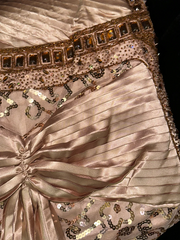 Rose gold strapless fitted sequined long ball gown R6861