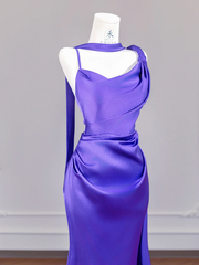 Deep purple halter-neck fitted bodycon long ball gown R8263