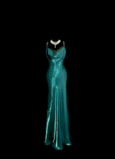 Dark green halter-neck fitted long ball gown R6663