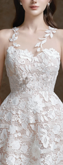 White off-shoulder strap waist slim fit puffy long skirt homecoming dress R4914