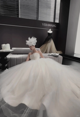 White tube top waist fluffy skirt tulle bridal dress R6047