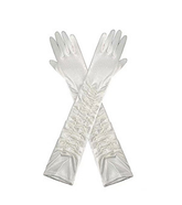 Gloves satin long white girls bride wedding dress birthday atmosphere S6232