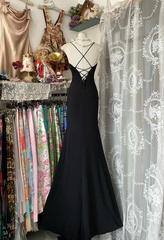 Black suspender sequined waist slim fishtail elegant long skirt ball gown R6145
