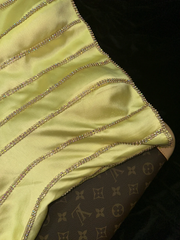Yellow strapless fitted long ball gown R6984
