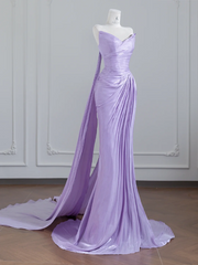 Light purple strapless fitted long ball gown R8245