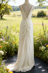 White halter-neck sequined fitted long ball gown R6746