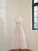Light pink halter-neck fitted long fairy ball gown R8471