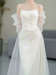 Off Shoulder Long Sleeves Wedding Dresses Long Bridal Gown S7216