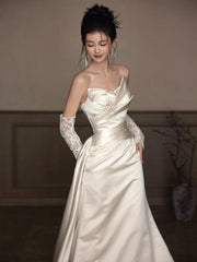 Sexy Lace Strapless Wedding Dresses Long Bridal Gown S7207