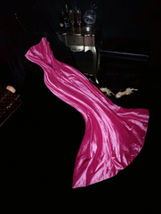 Rose pink off-shoulder halter-neck fitted long ball gown R6906