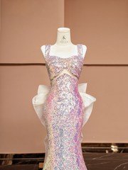 Light purple halter-neck fitted long ball gown R8413