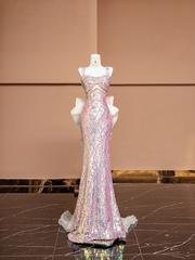 Light purple halter-neck fitted long ball gown R8413