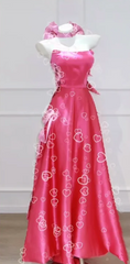 Pink strapless A-line long ball gown R6468
