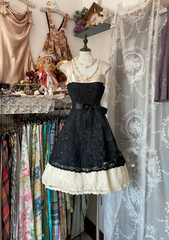 Tank top, fitted A-line lace mini skirt, ball gown R6269