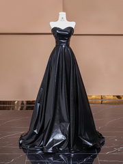 Black strapless, fitted waist, full skirt, long ball gown R8356