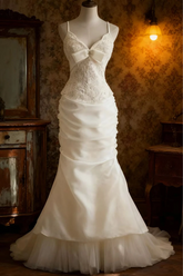 White halter-neck embroidered sexy top with an elegant fishtail skirt for a long ball gown R6750