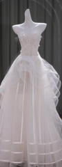 White Strapless Sequined Fitted Waist Bridal Dress R5795