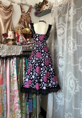 Retro print halter-neck fitted polka dot midi ball gown R7817