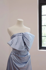 Light blue strapless fitted waist sexy long ball gown R8542
