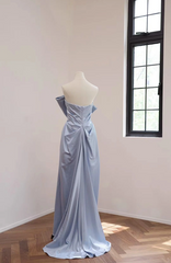 Light blue strapless fitted waist sexy long ball gown R8542