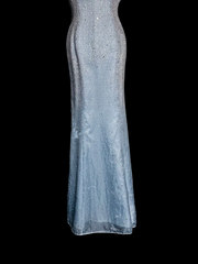Light blue halter neck rhinestone fitted long ball gown R6671