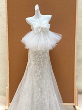 White bow neckline hip sexy long dress bridal gown R5758