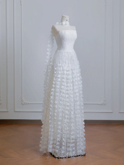 White strapless, heavily embellished, fitted long ball gown R8216