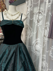 Dark green halter-neck, fitted A-line maxi dress, prom dress R6312
