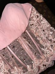Pink strapless fitted waist elegant fairy long ball gown R6951
