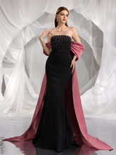 Black strapless fitted long sexy ball gown R8878